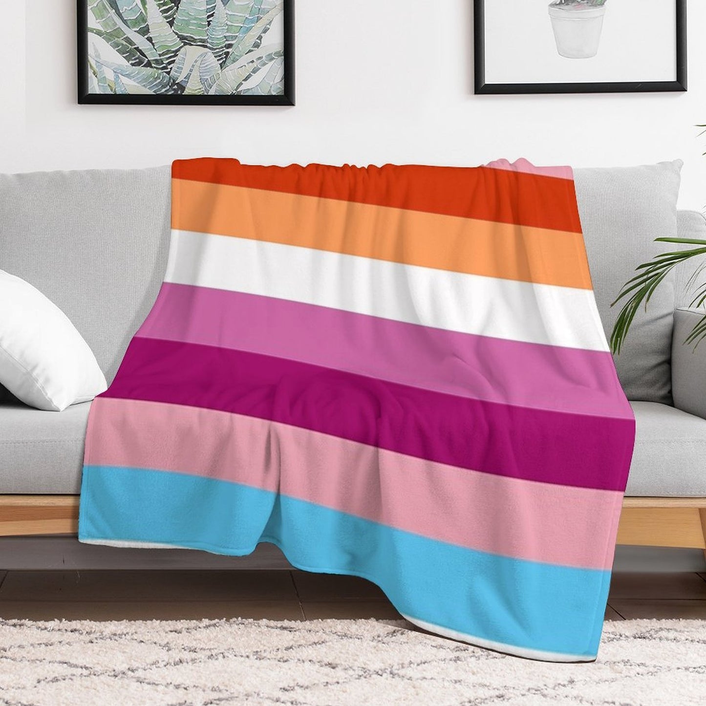 Trans Lesbian Flag Machine-washable Throw Blanket