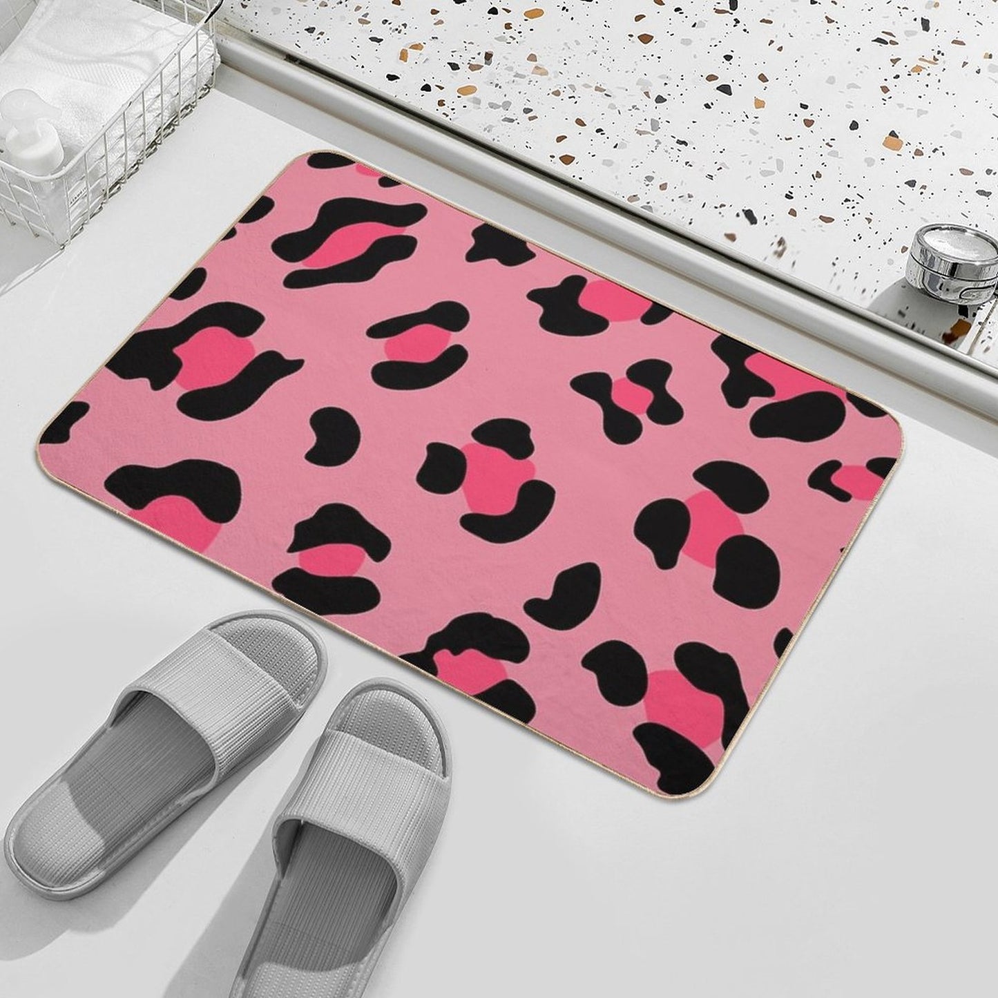 Leopard Pink Pet-Safe Bath Mat