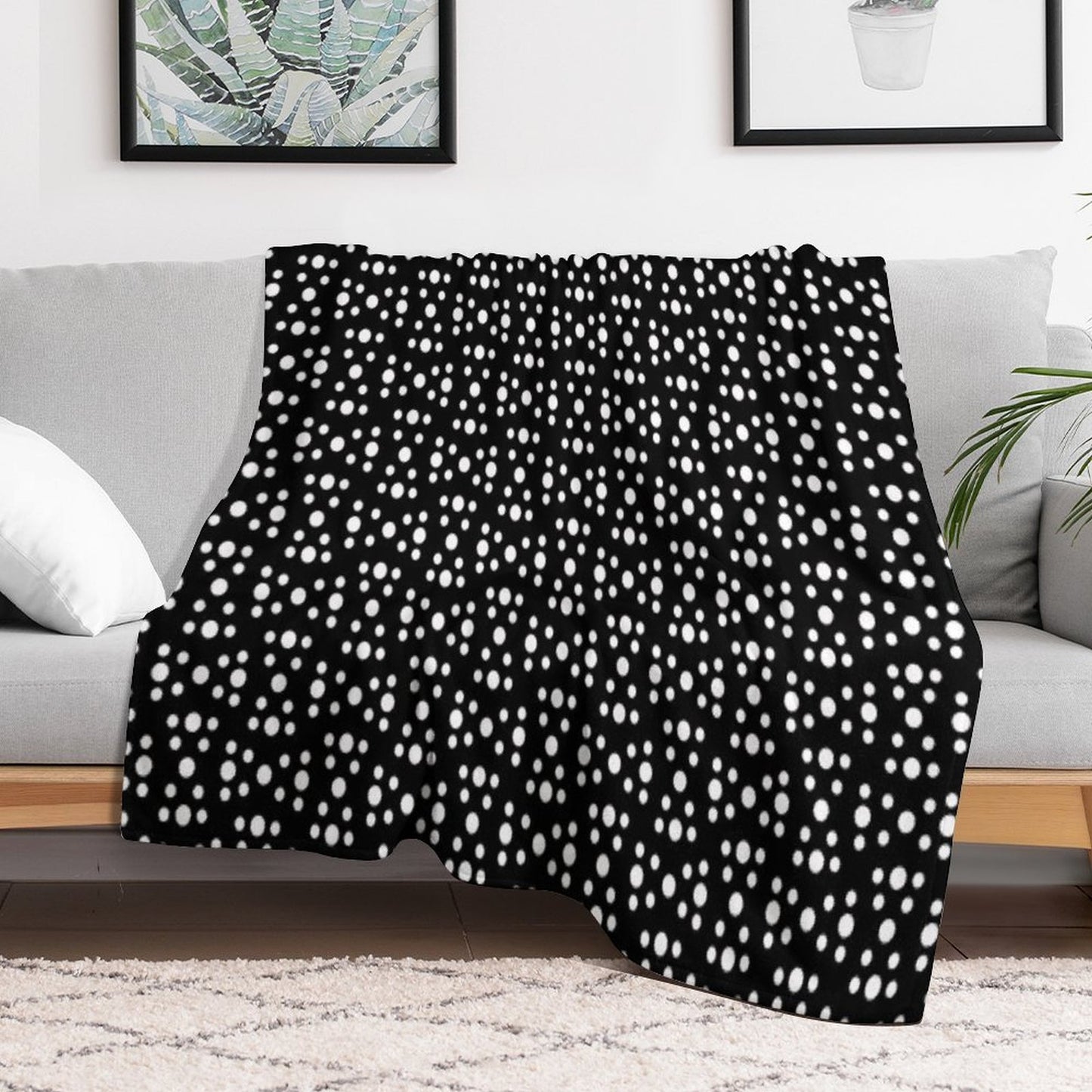 Geometric Dotted Line Pattern No.6 Black And White Gift-ready Throw Blanket
