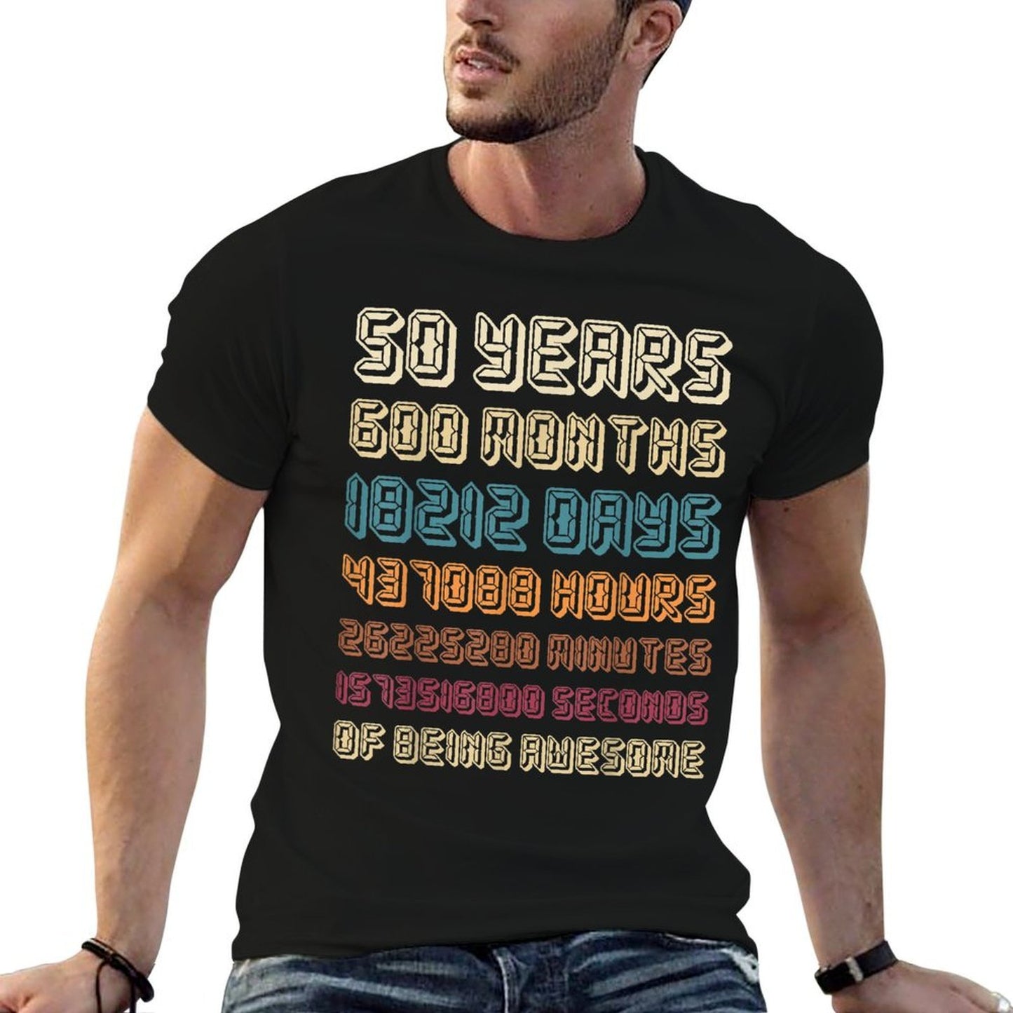 Retro 50 Years 600 Months Of Being Awesome 50th Birthday Stretchy T-Shirt
