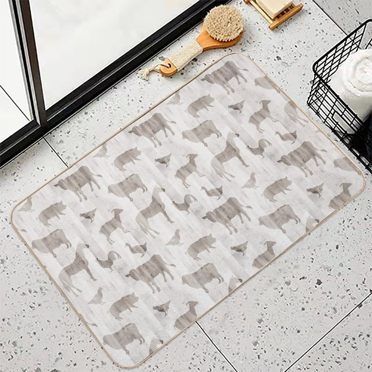 Farm Animals - Light Barn Wood Odorless Bath Mat