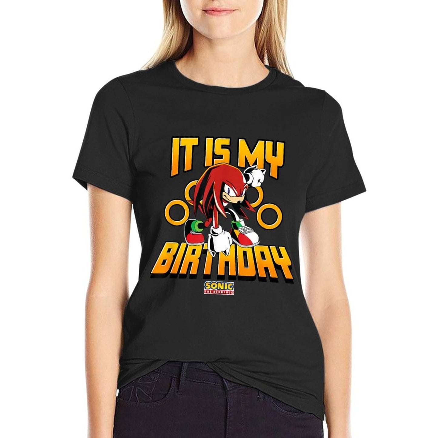 Sonic The Hedgehog Birthday It Is My Birthday Knuckles Logo  Cotton T-Shirt