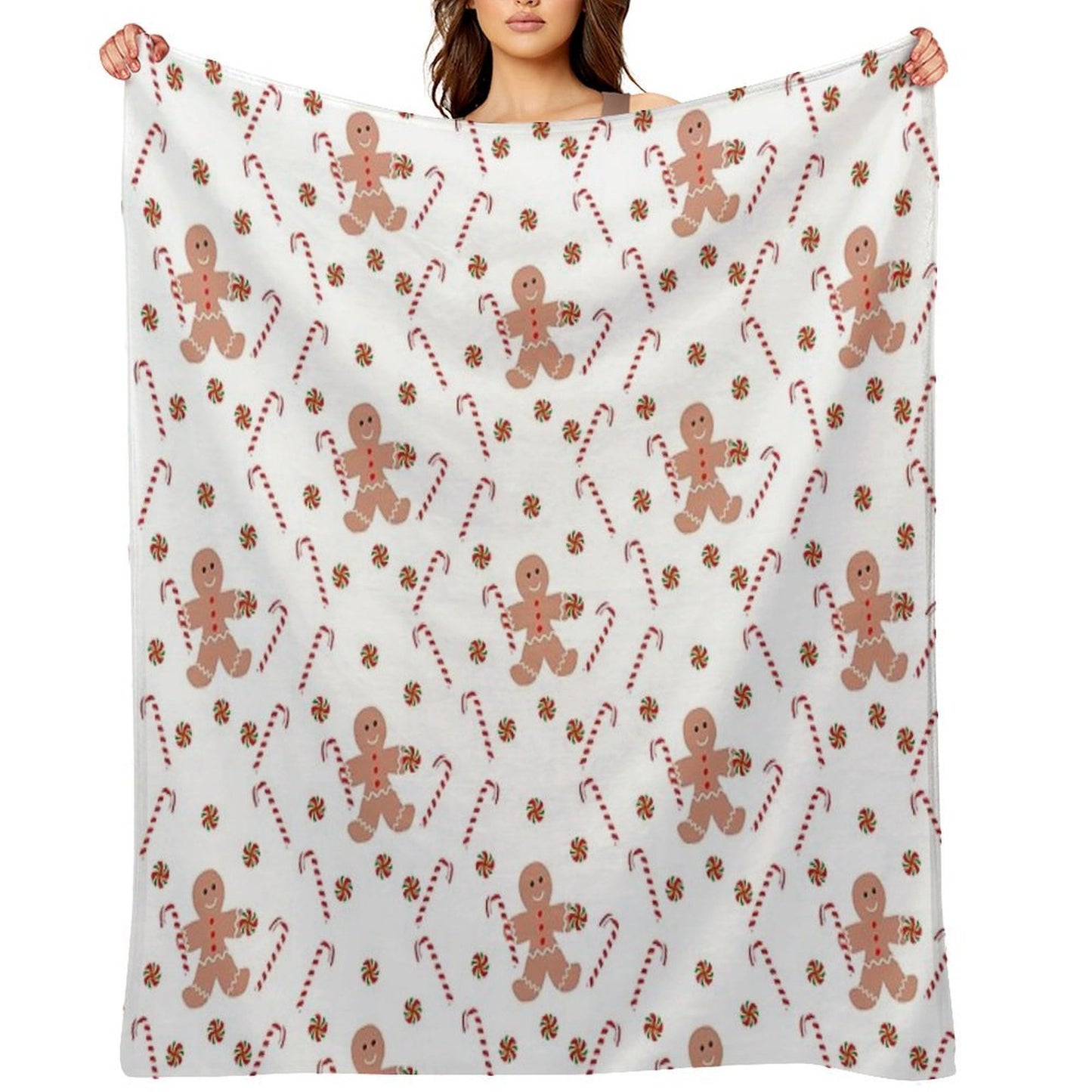 Gingerbread Man with Christmas Candy All-season Throw Blanket