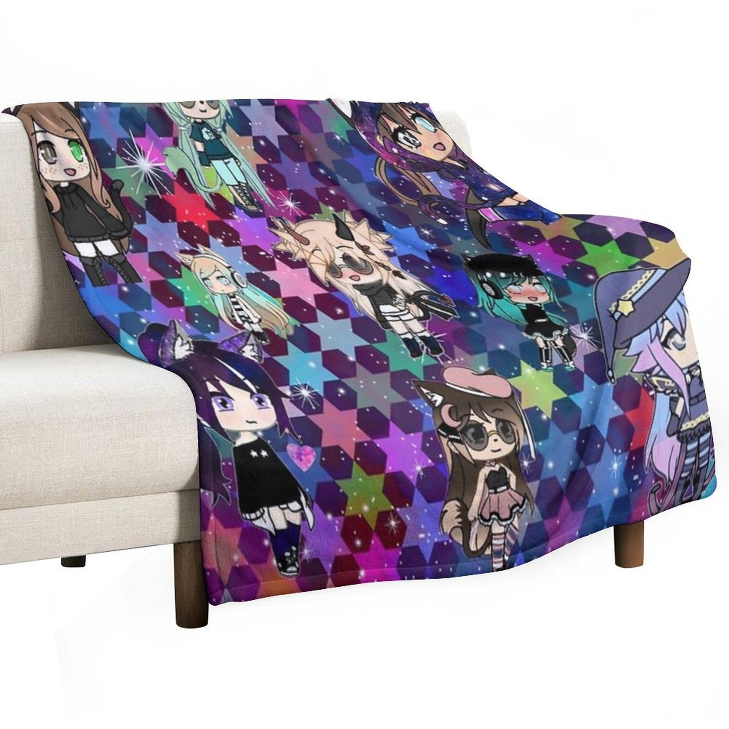 Gacha Life Girl Bundle Pack Stars Anti-pilling Throw Blanket