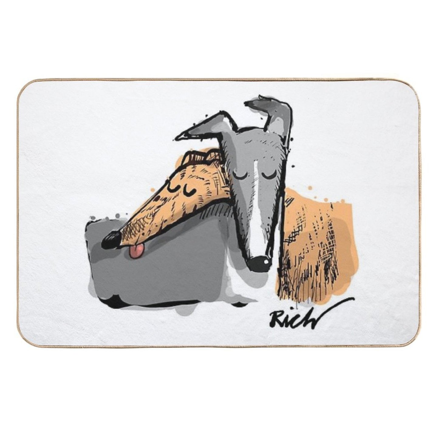 Blue And Brindle Headrest Absorbent Bath Mat