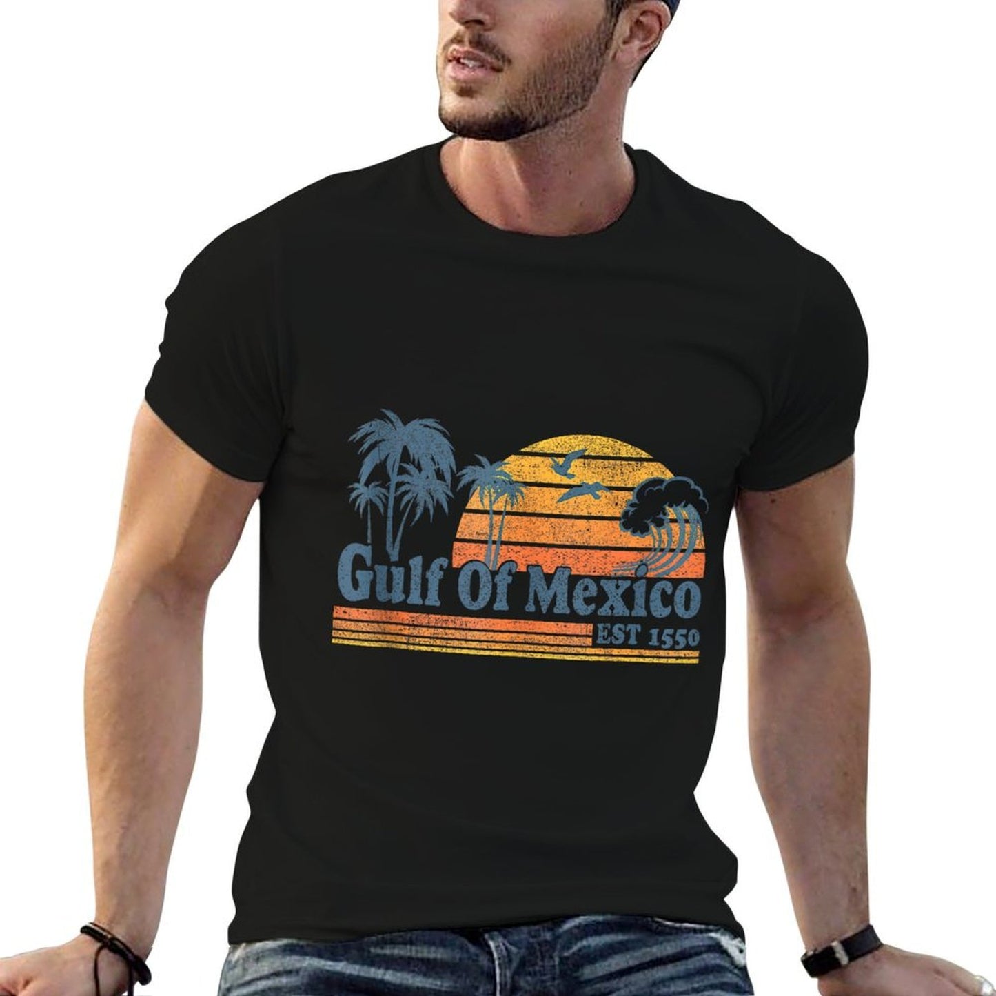 Gulf of Mexico Est 1550 Retro Vintage Beach Gulf of Mexico Stretchy T-Shirt