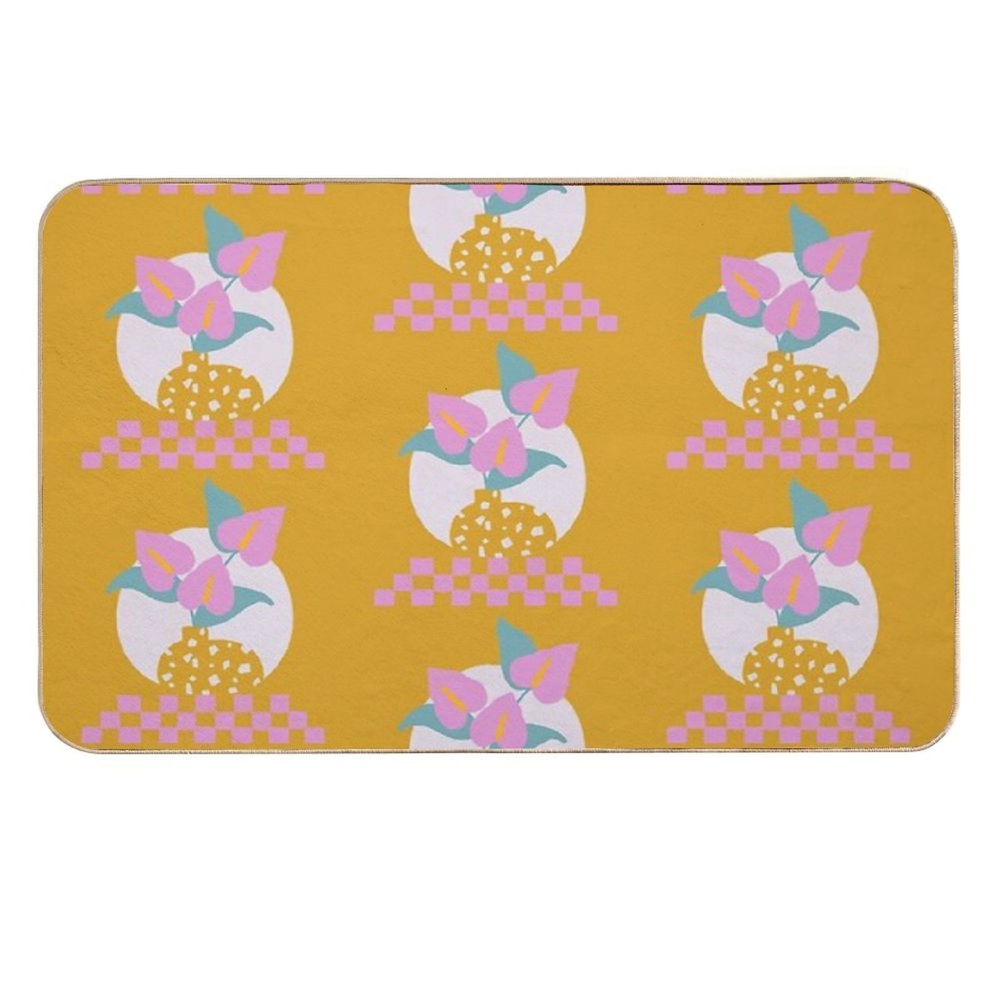 Anthurium Plant & Terrazzo Vase Fade-Resistant Bath Mat