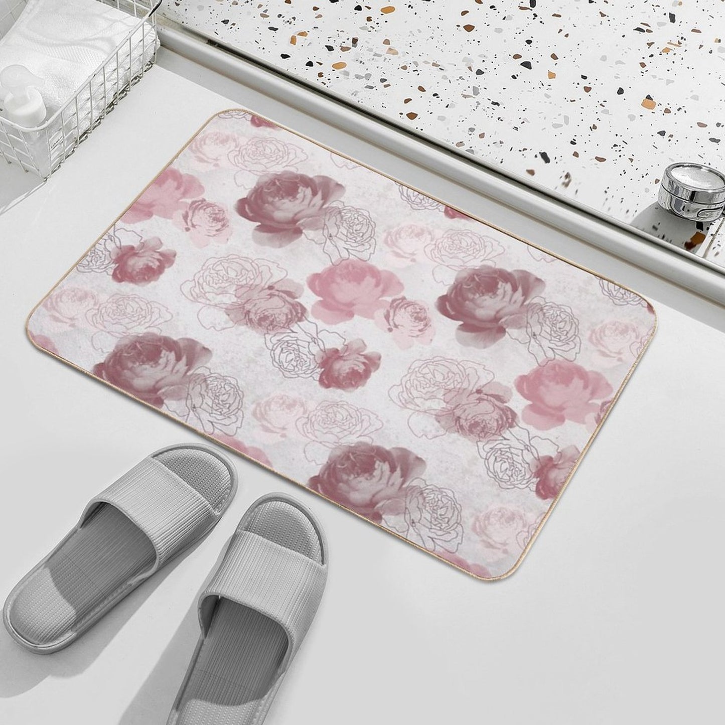 Vintage Rose in Pink Pattern Versatile Bath Mat