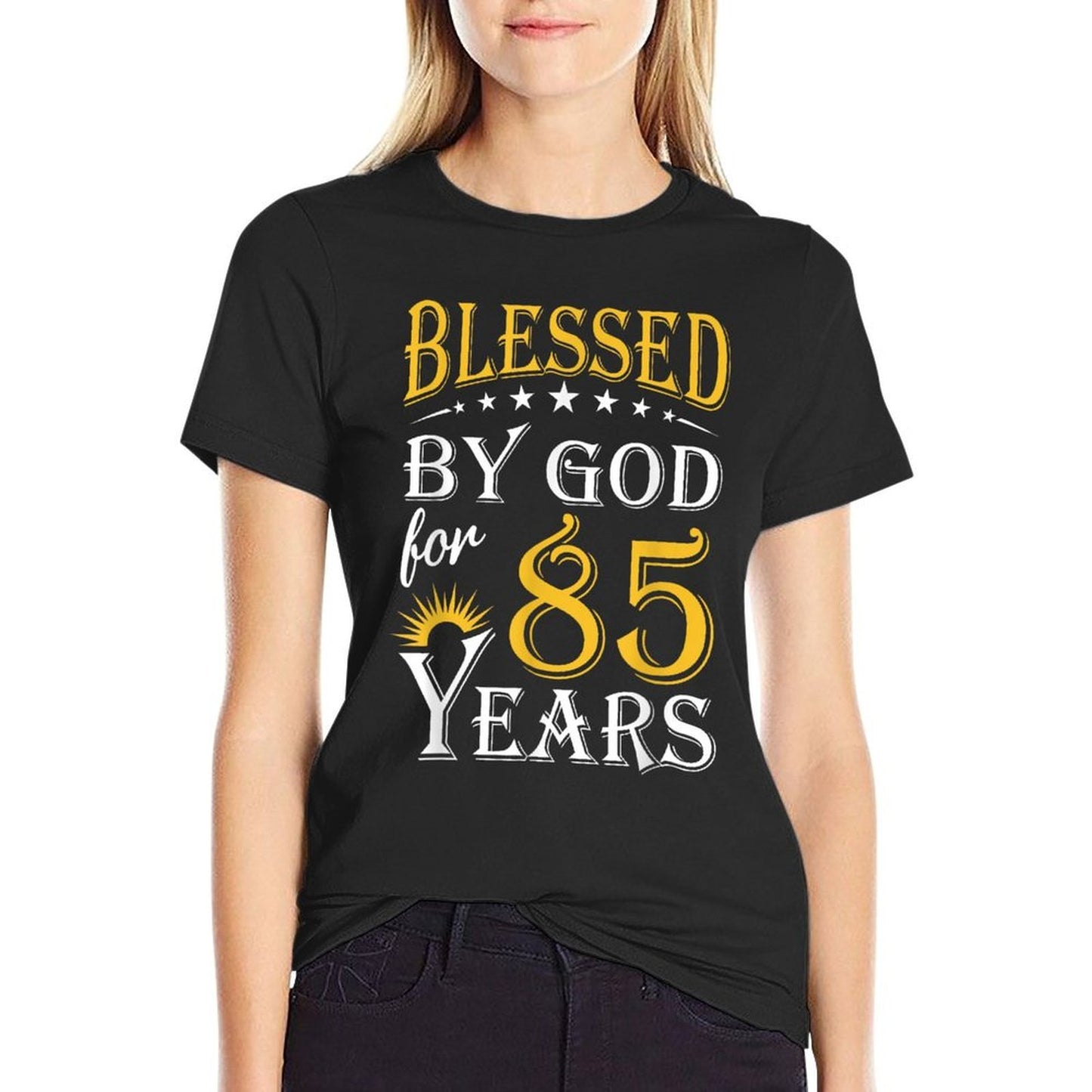 Vintage Blessed by God for 85 Years Happy 85th Birthday Breathable T-Shirt