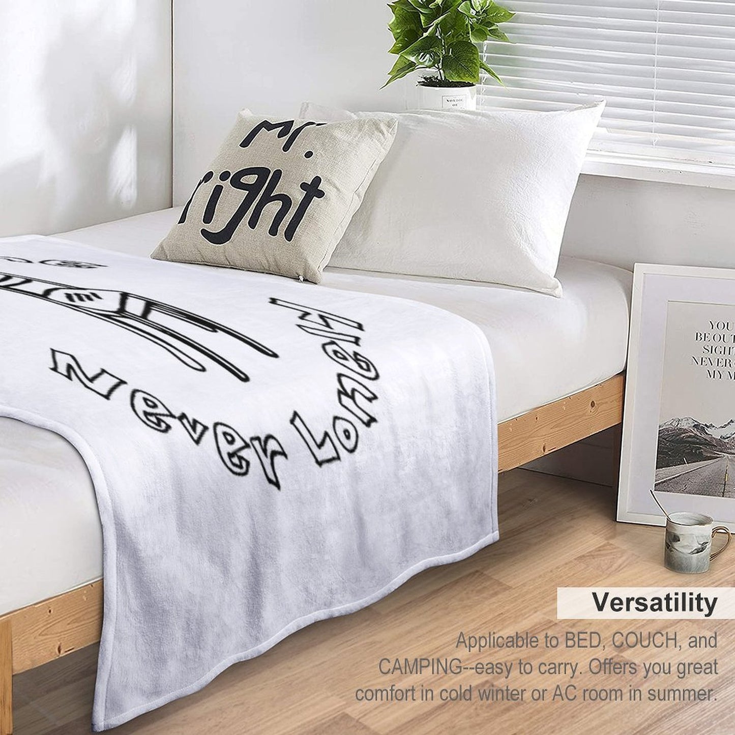 Scarfo 'Always Alone, Never Lonely' Logo Eco-conscious Throw Blanket
