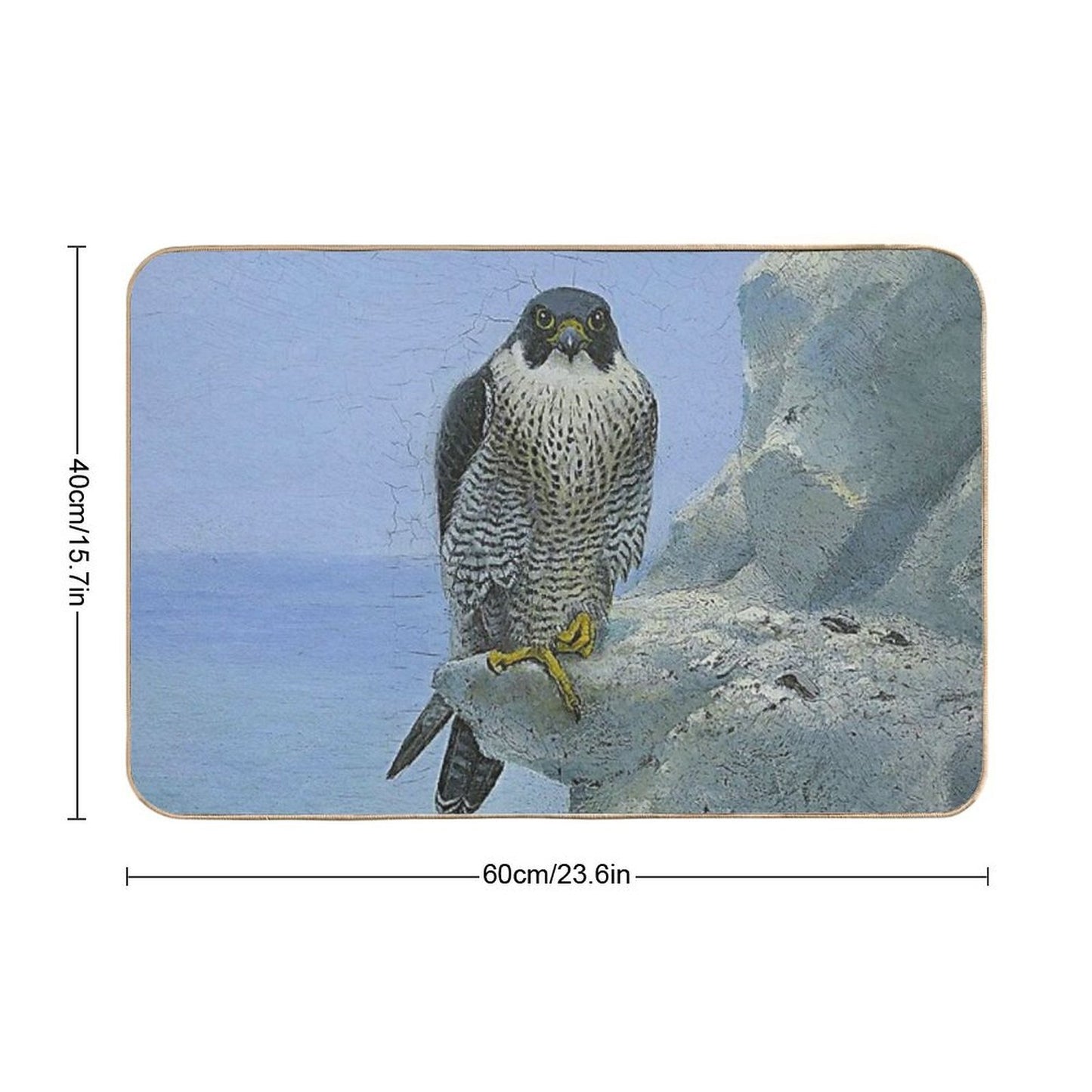 1896 A Peregrine Falcon on A Chalk Cliff Portrait Wilderness Oil on Canvas Painting Print by George Edward Lodge Fade-Resistant Bath Mat