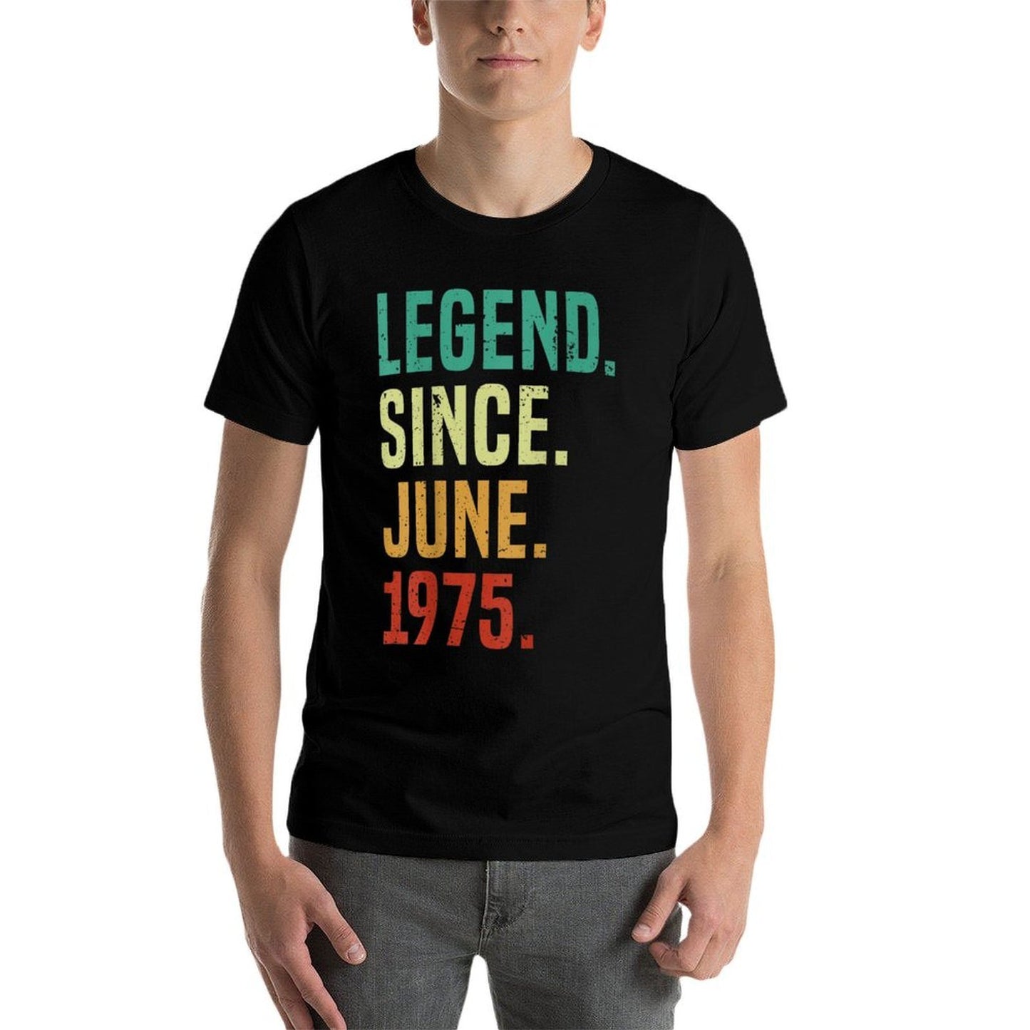 50 Years Old Legend Since June 1975 50th Birthday Fade-proof Color T-Shirt