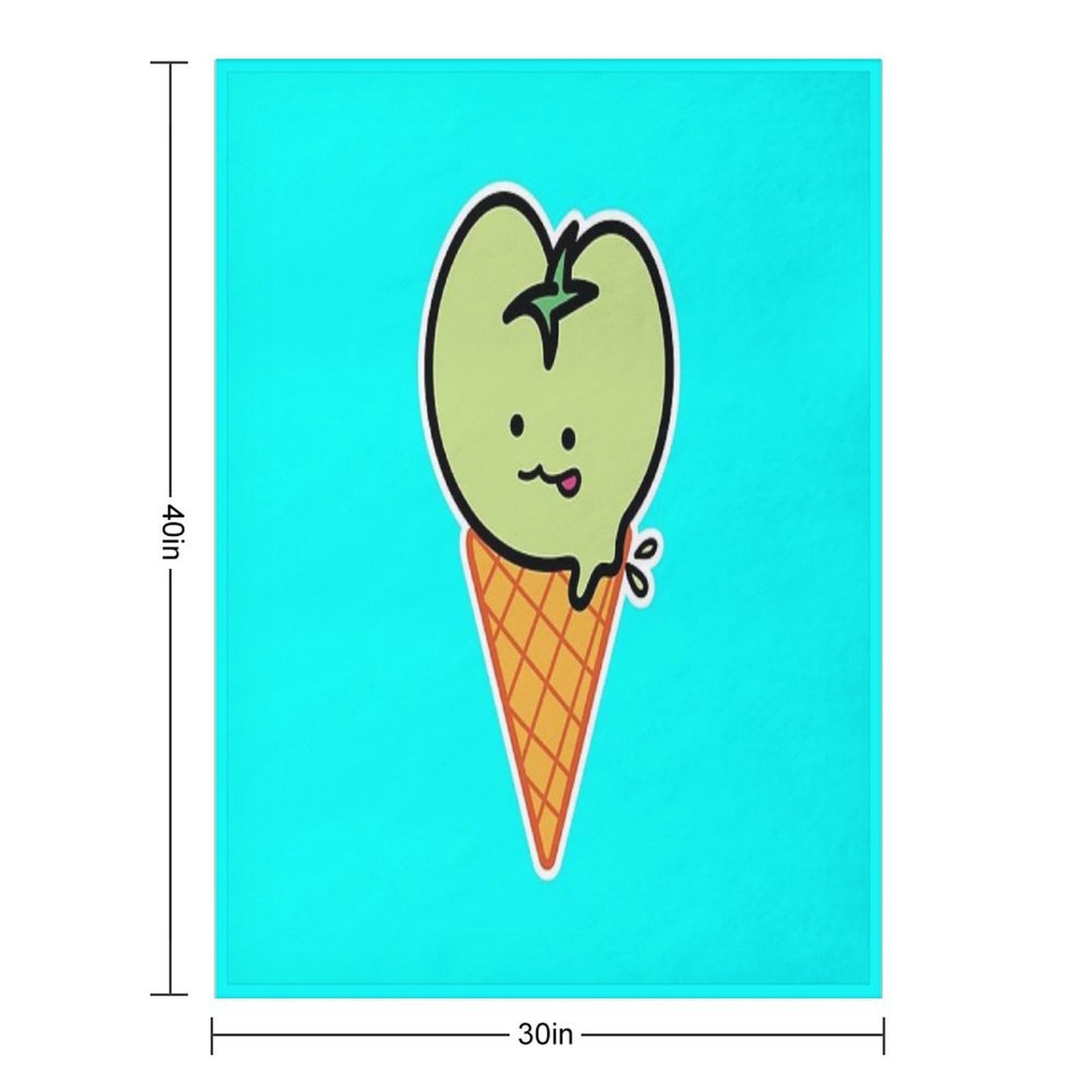 Kawaii Green Tomato Mascot No. 4 Travel-friendly Throw Blanket
