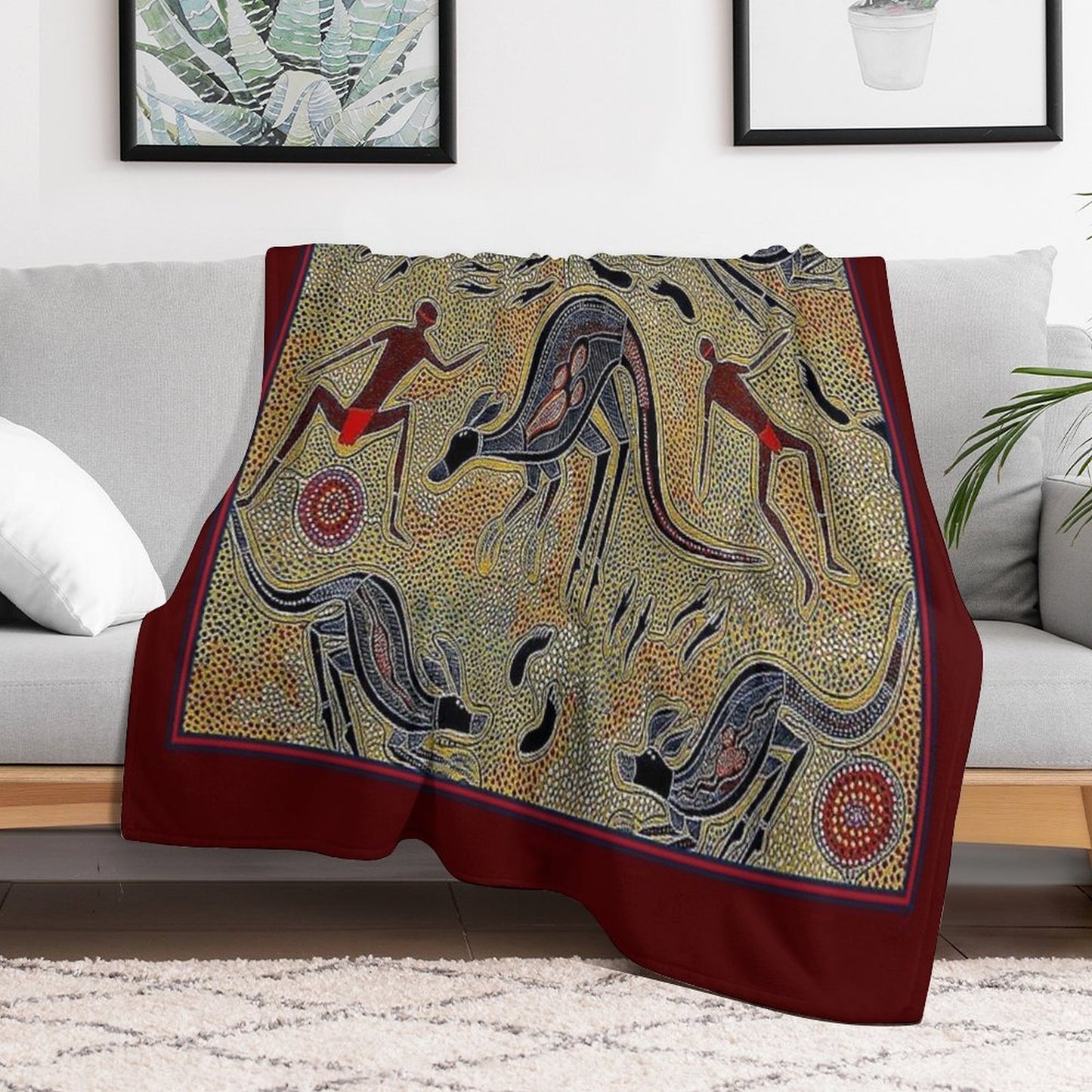 AUSTRALIAN ABORIGINAL Vintage Art Print All-season Throw Blanket