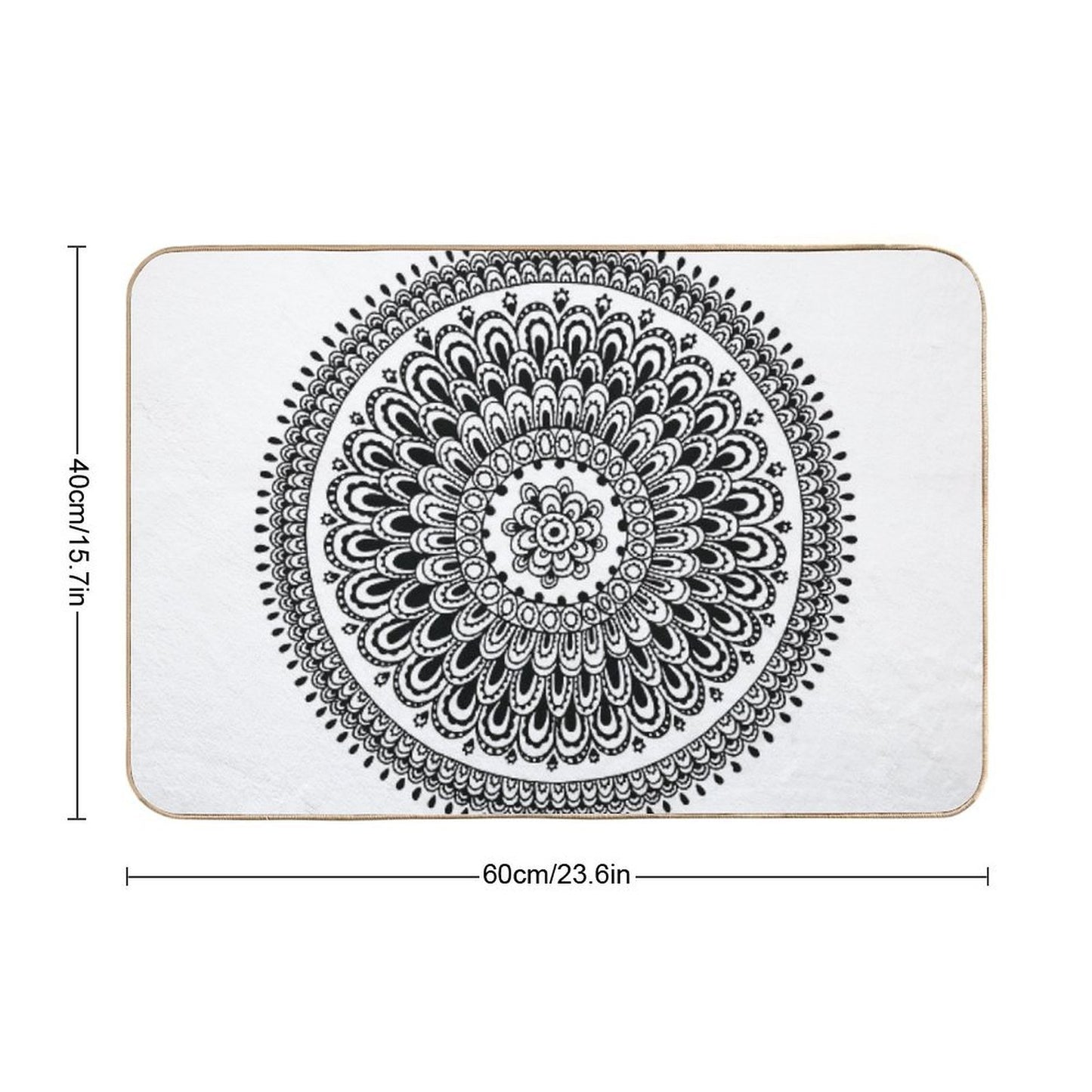 Mandala Black And White by Hayley Lauren Design Stain-Proof Bath Mat