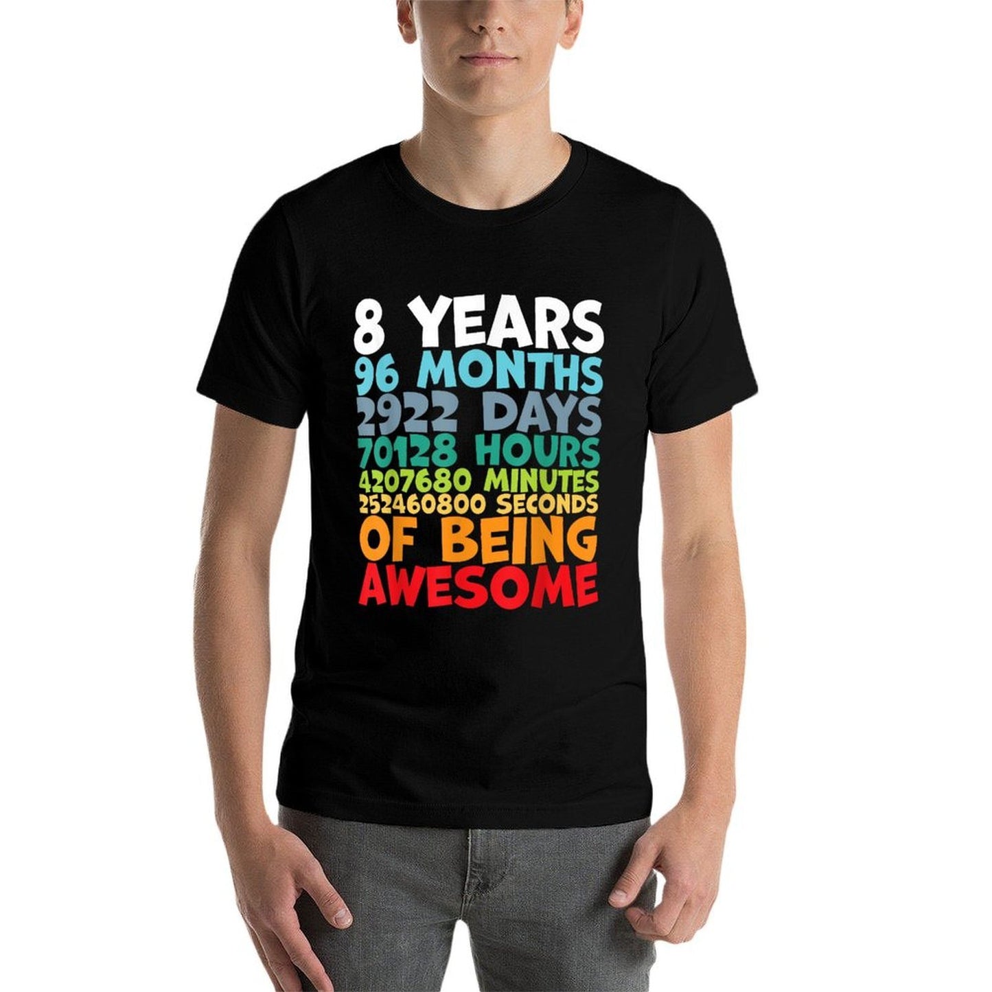 8 Year Old BDay Decorations Son Boy 8yr 8th Birthday Rolled Sleeves T-Shirt