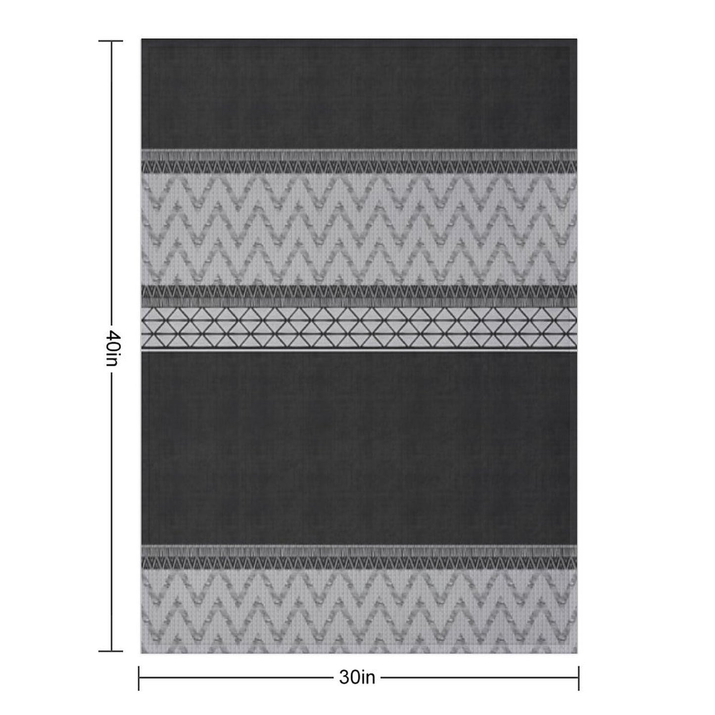 Dutch Wax Border Print in Black & White Machine-washable Throw Blanket