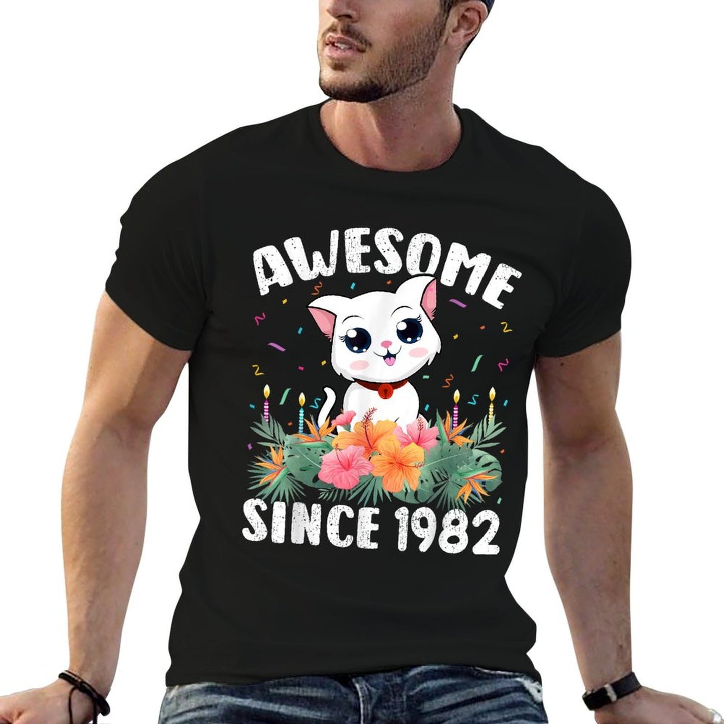 40 Years Old Cat Lover Awesome Since 1982 40th Birthday Versatile T-Shirt