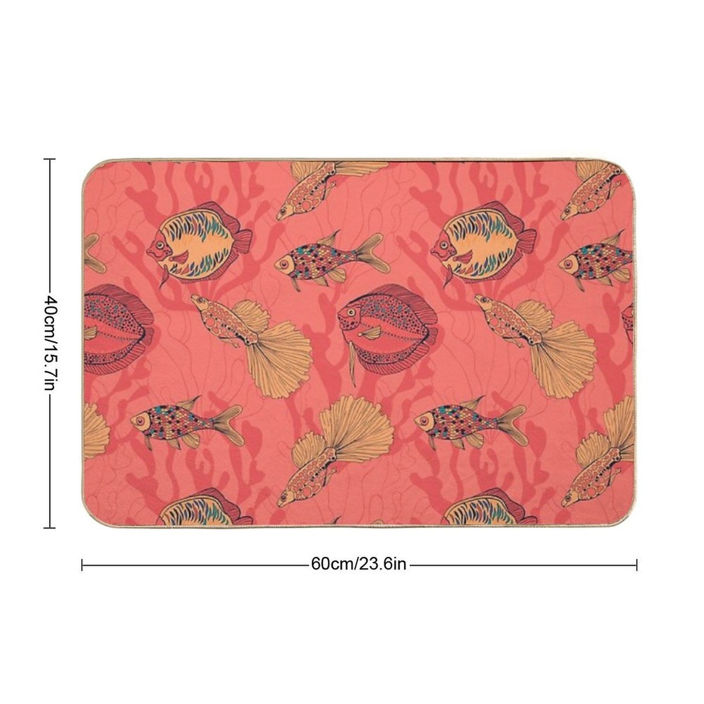 Fishes on Living Coral Background Durable Bath Mat