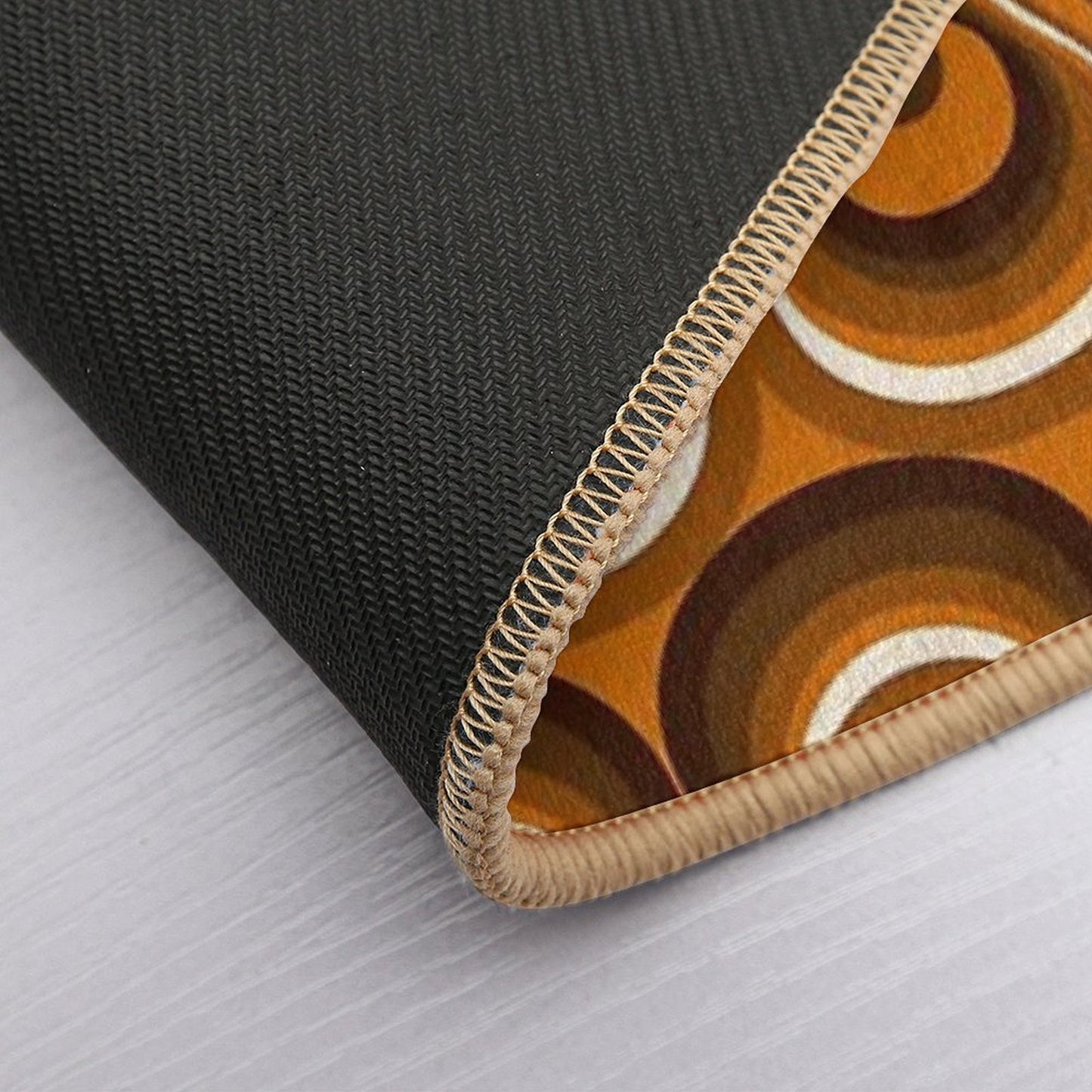 Brown, Orange & Ivory Wavy Lines Retro Pattern Rapid-Drying Bath Mat