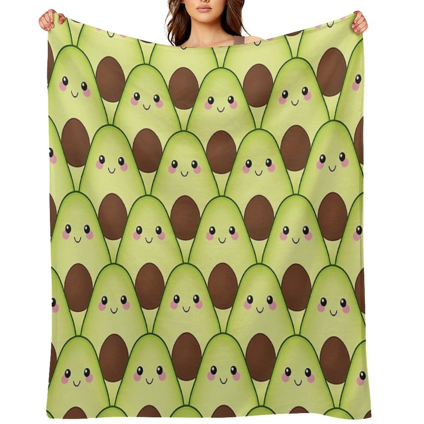 Cute Avocados Tile Plush Throw Blanket