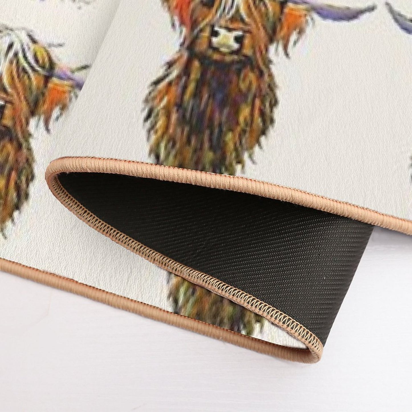 Scottish Highland Cow ' STEWART ' by Shirley MacArthur Long-Lasting Bath Mat