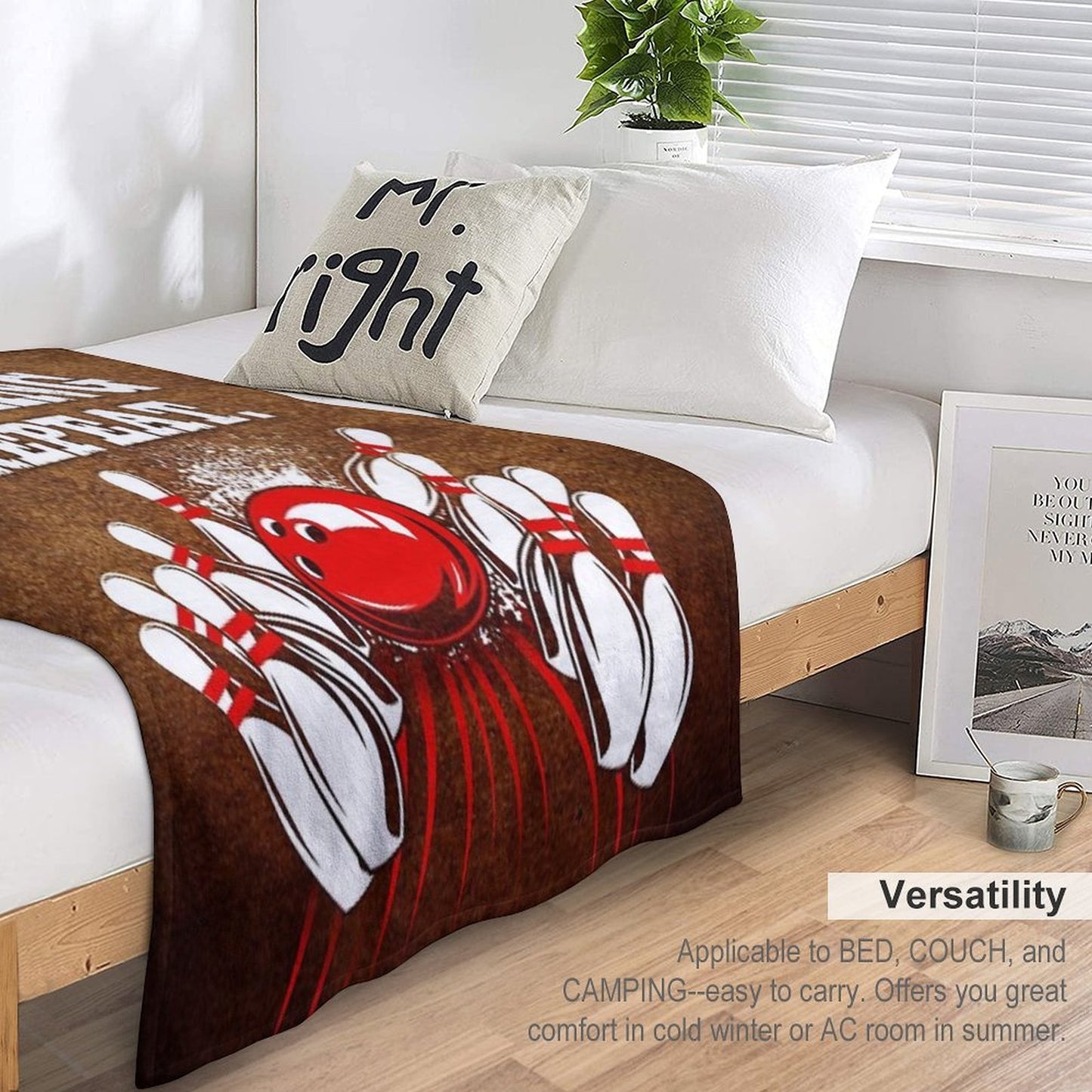 Eat Sleep Bowling Vintage Art Multi-functional Throw Blanket