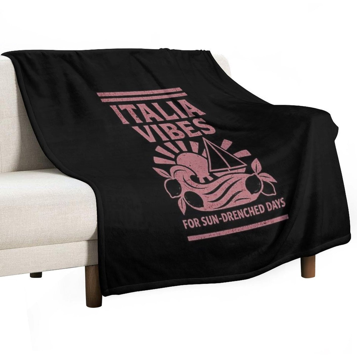Italia Vibes T-Shirt, Sun Drenched Days Tee, Summer Sailing Shirt, Italy Inspired Graphic Tee, Coastal Escape T-Shirt Anti-pilling Throw Blanket