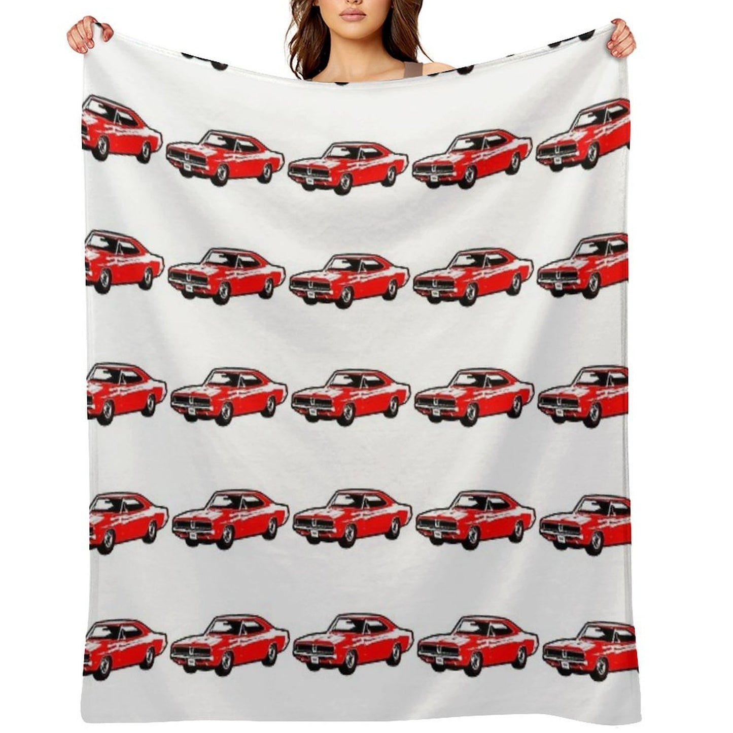 Red 1969 DC Muscle Car Wrinkle-free Throw Blanket