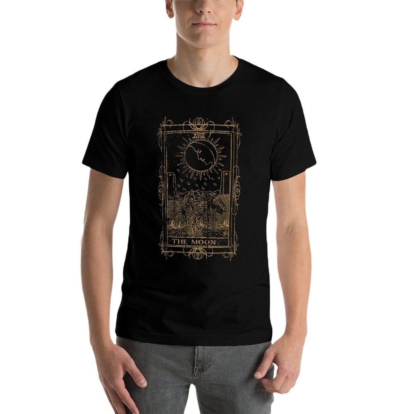 Goth Clothing Tarot Card The Moon Witchy Occult Clothes Graphic-printed T-Shirt