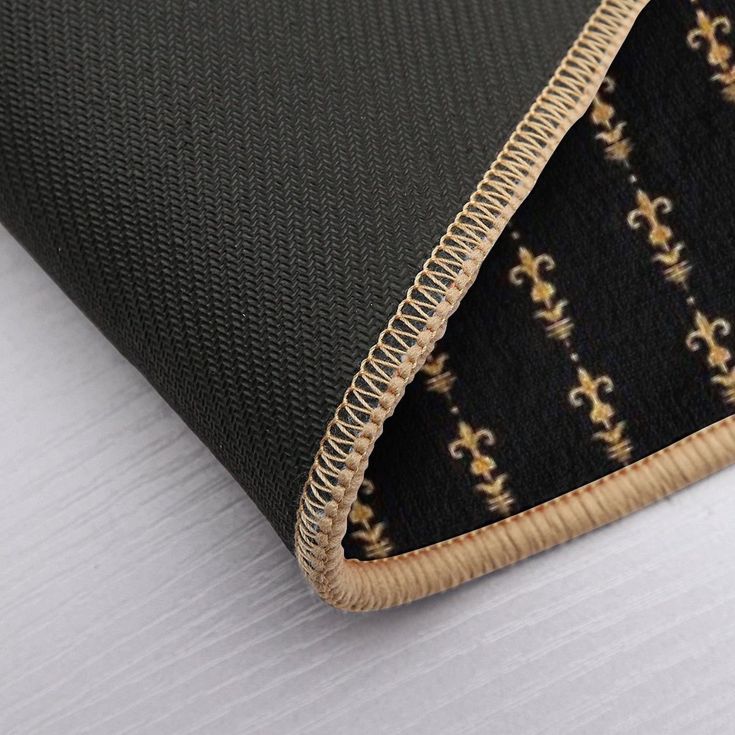Golden Fleur De Lis on Black Slip-Resistant Bath Mat
