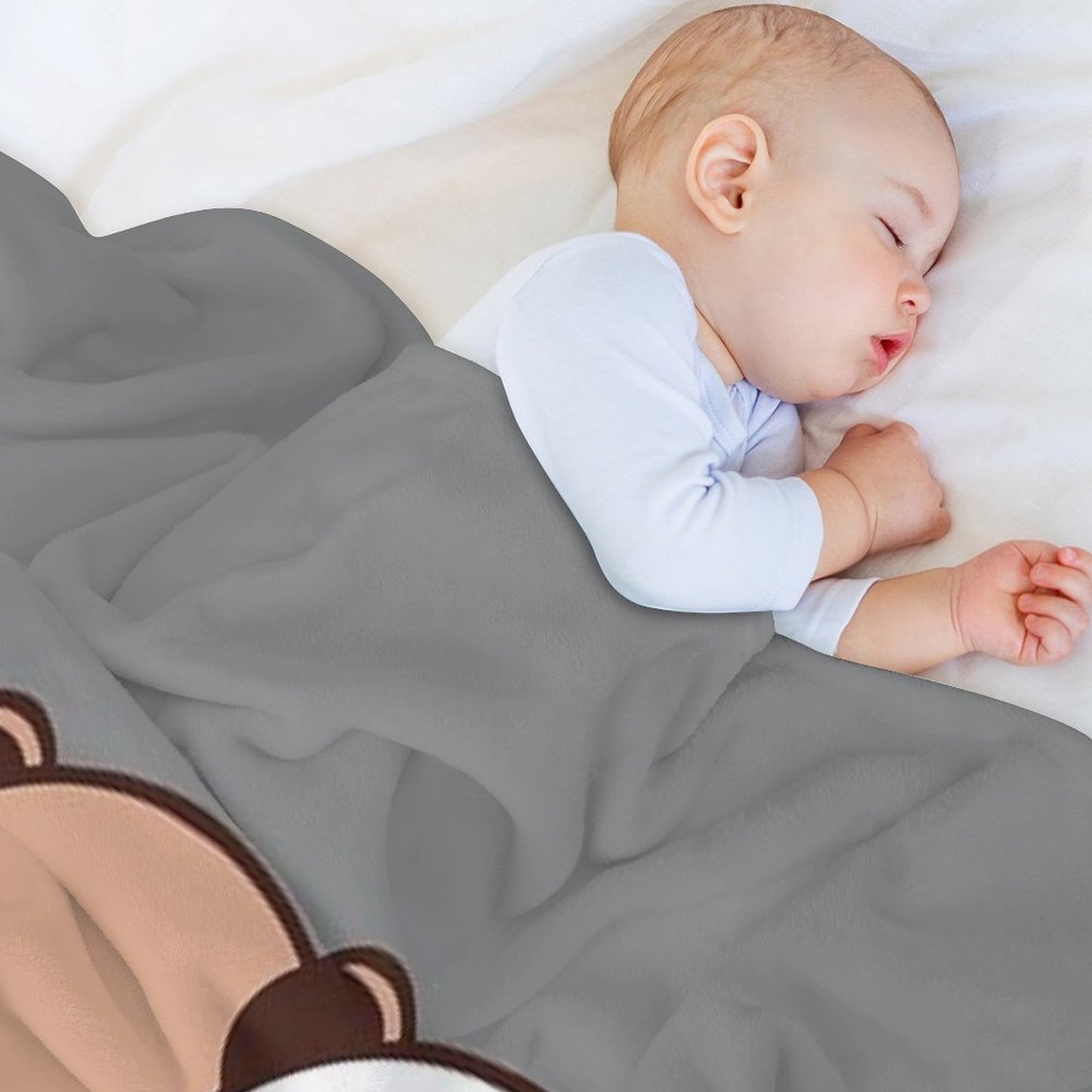 DuDu Bear And BuBu Panda Watching Movie Together❤️ Machine-washable Throw Blanket
