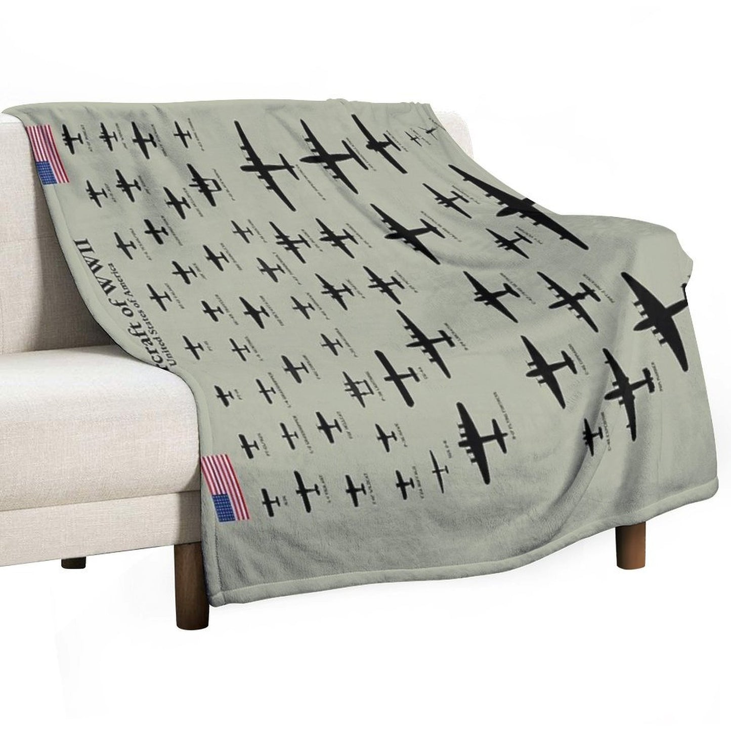 American Aircraft of WWII Plush Throw Blanket