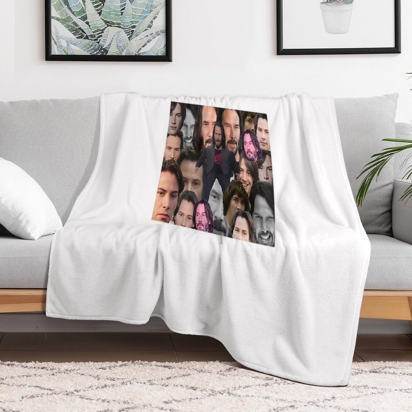 Keanu Reeves Face Collage Wrinkle-free Throw Blanket