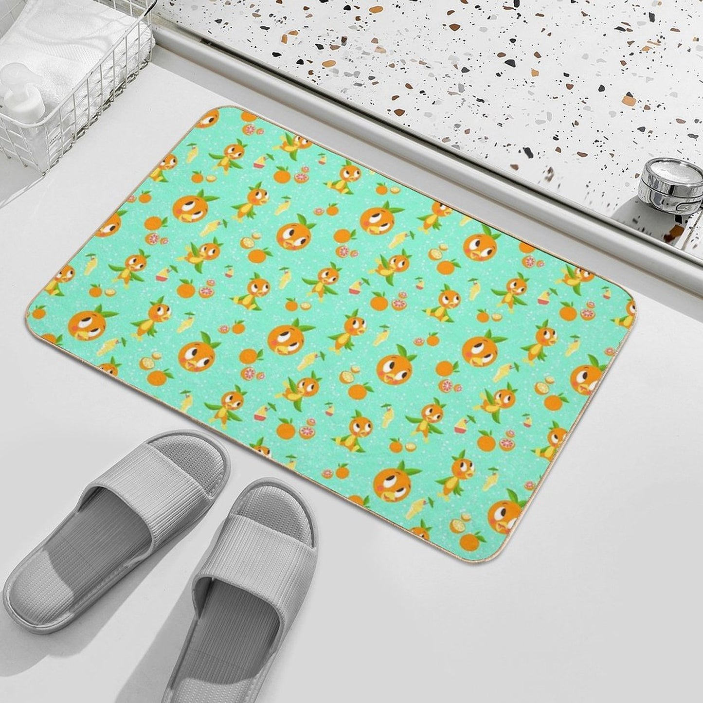 Orange Bird with Dole Whip Repositionable Bath Mat
