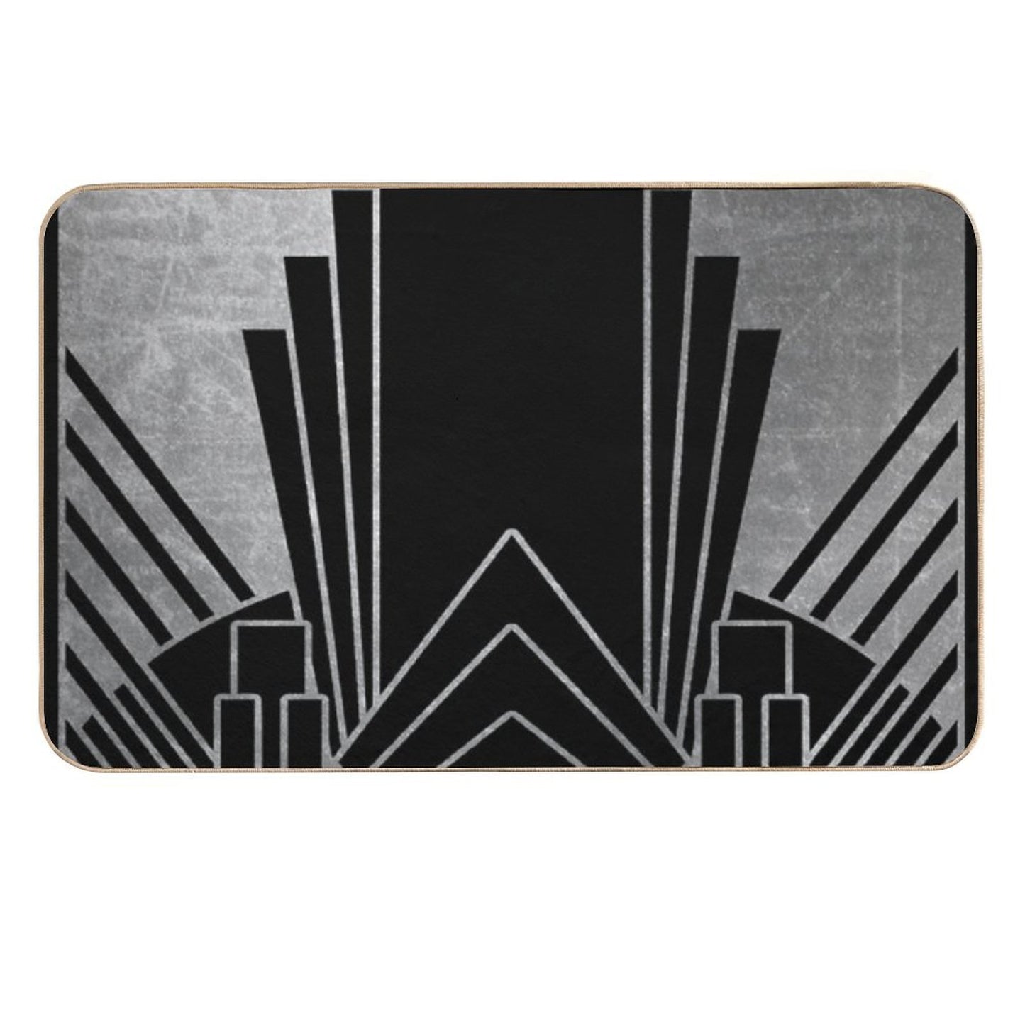 Silver Art Deco Design High-Traffic Bath Mat