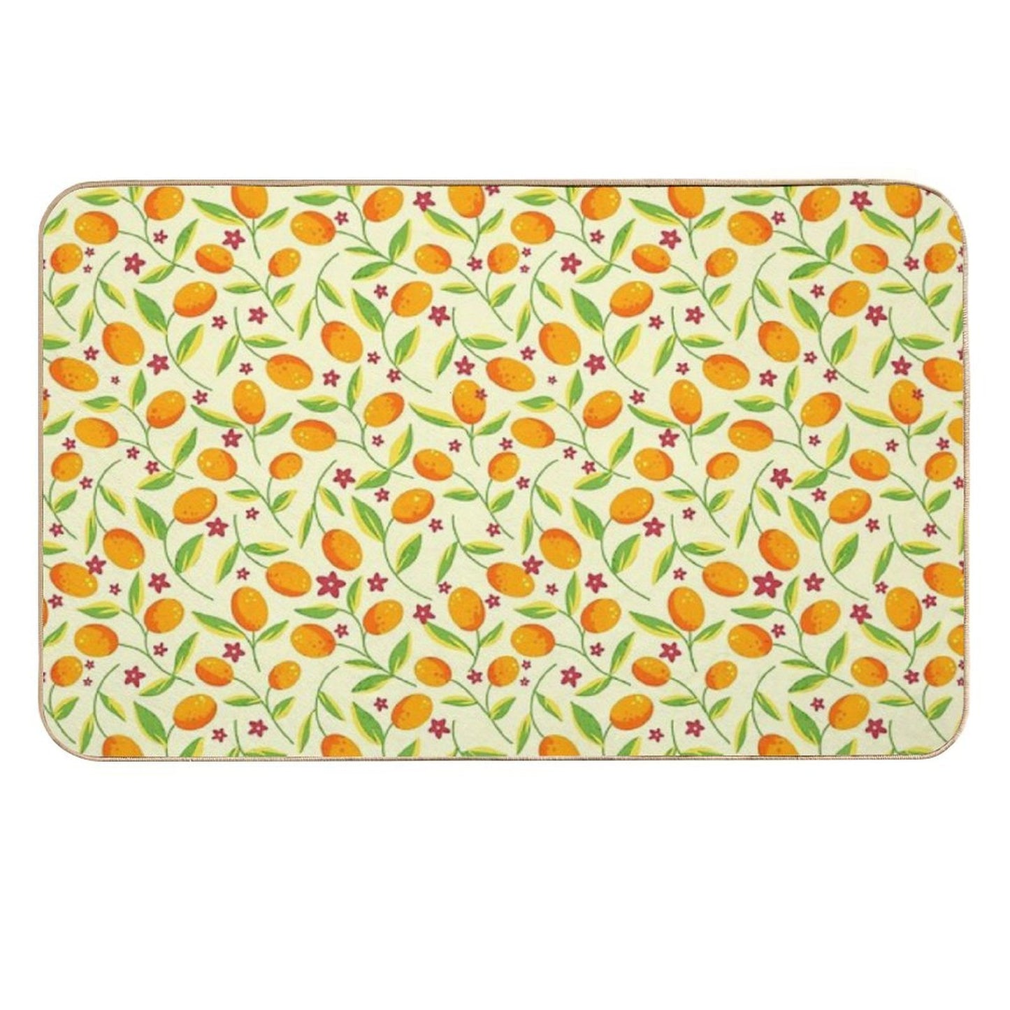 Orange Citrus Floral Pattern – Seamless Summer Fruit Botanical Illustration Odorless Bath Mat