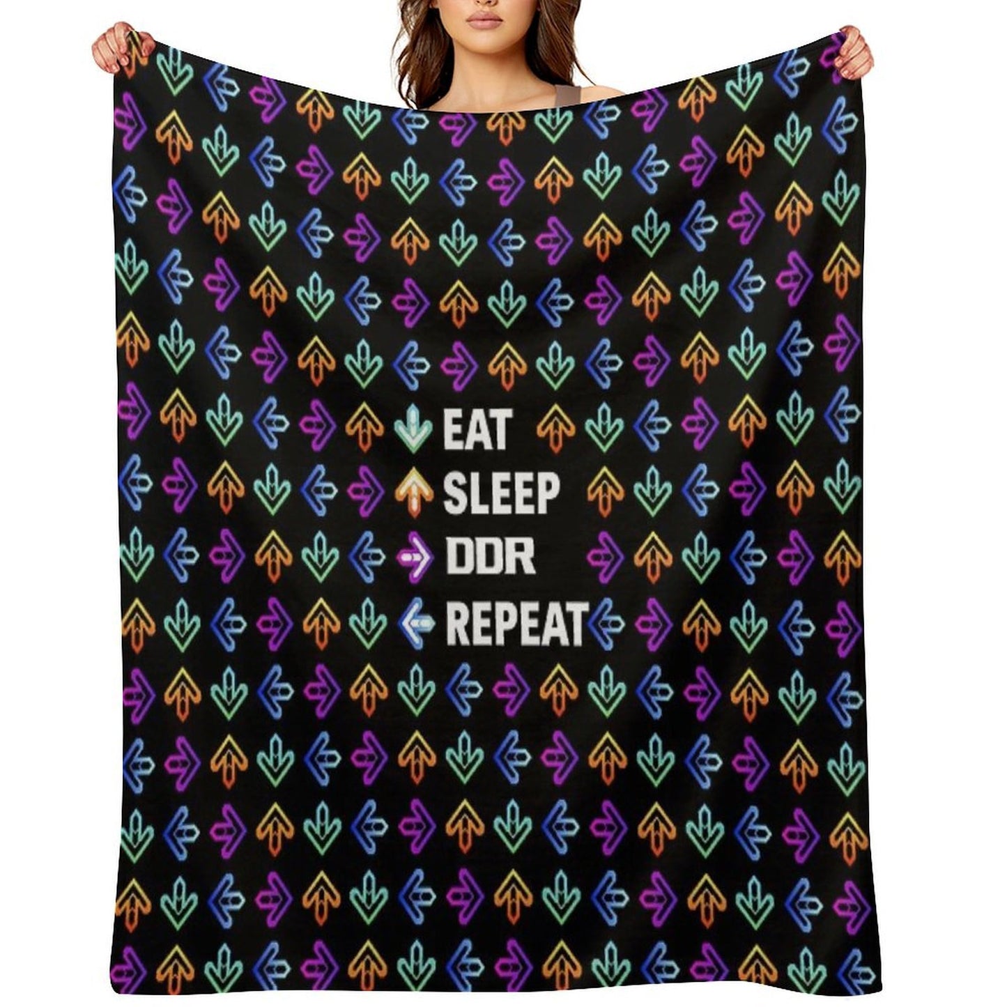 Eat. Sleep. DDR. Repeat. - White Machine-washable Throw Blanket