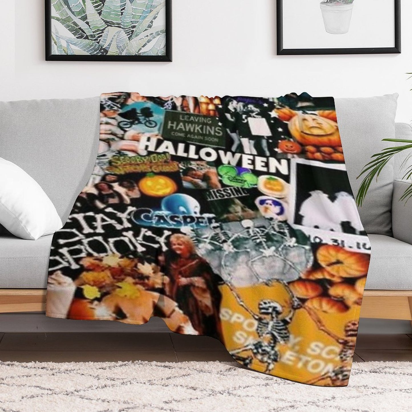 Halloween Collage Durable Throw Blanket