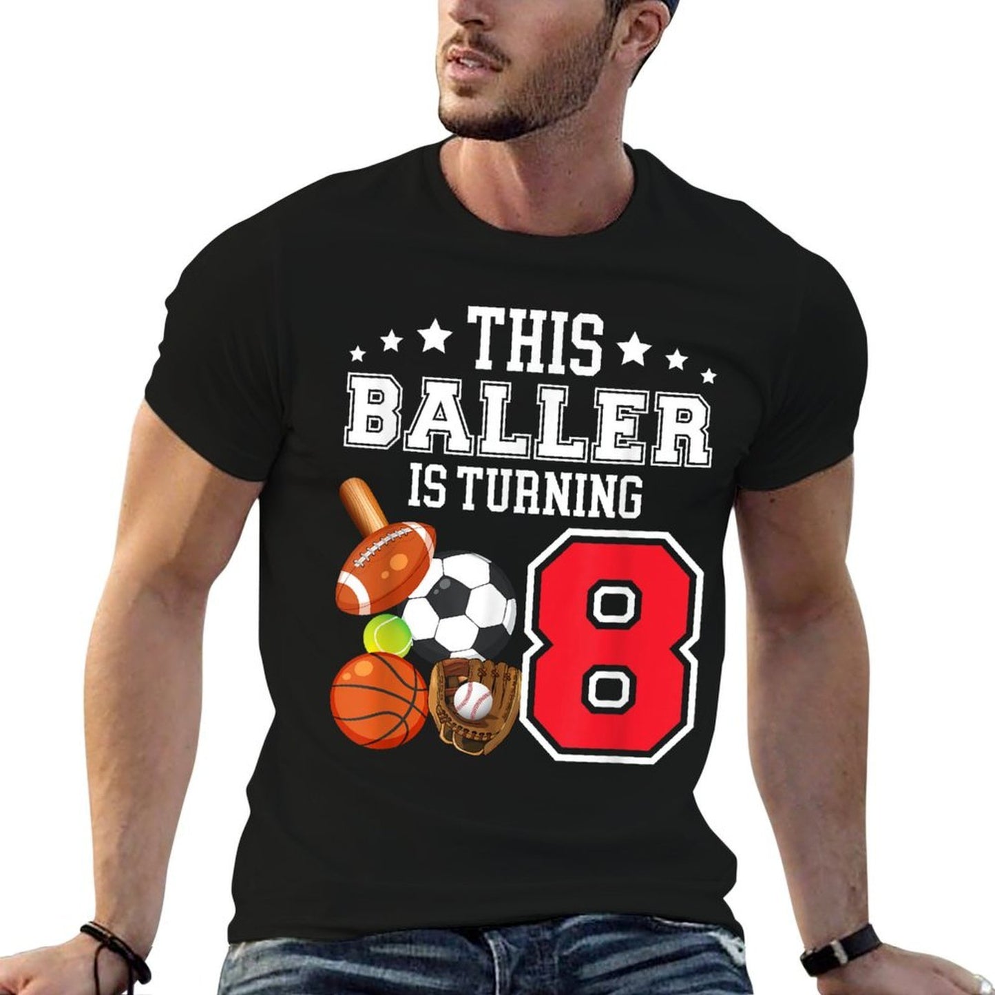 8th Birthday Sports Birthday Theme 8 Year Old Boy Odor-resistant T-Shirt