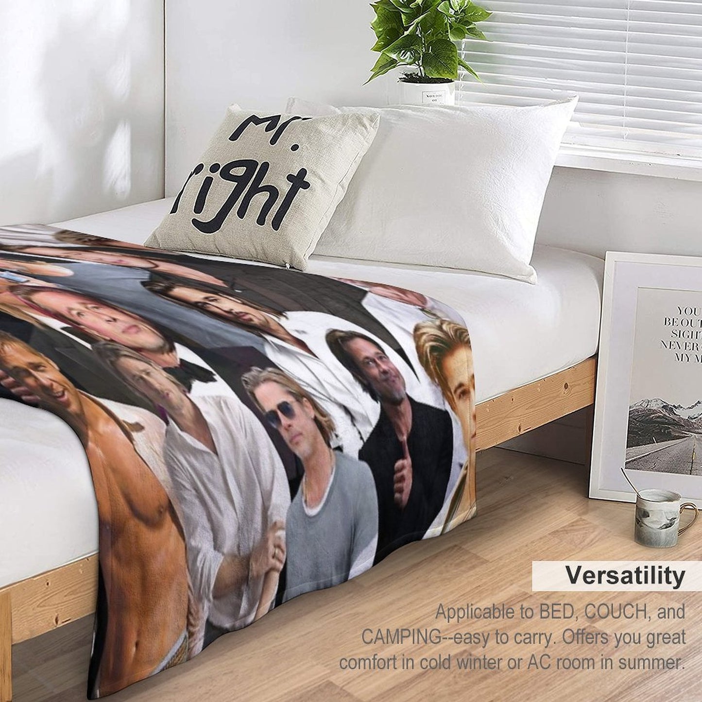 Brad Pitt Photo Collage Travel-friendly Throw Blanket