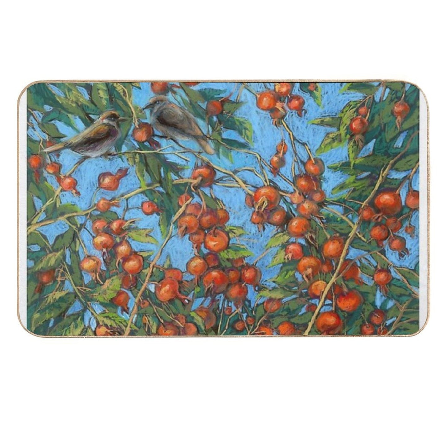 Sparrow Among In A Dog Rose Bush Versatile Bath Mat
