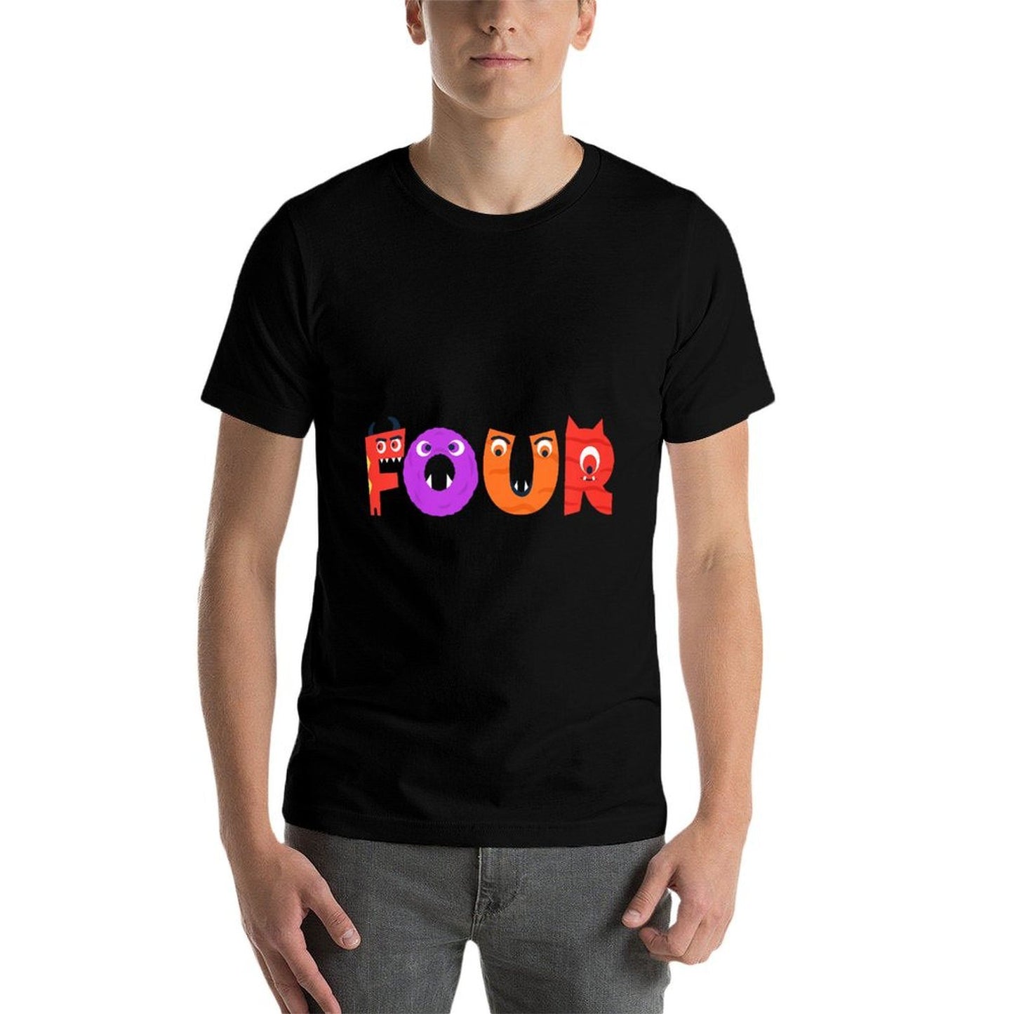 Kids Four Years Old Birthday Monster Themed Birthday Party Summer-ready Fabric T-Shirt