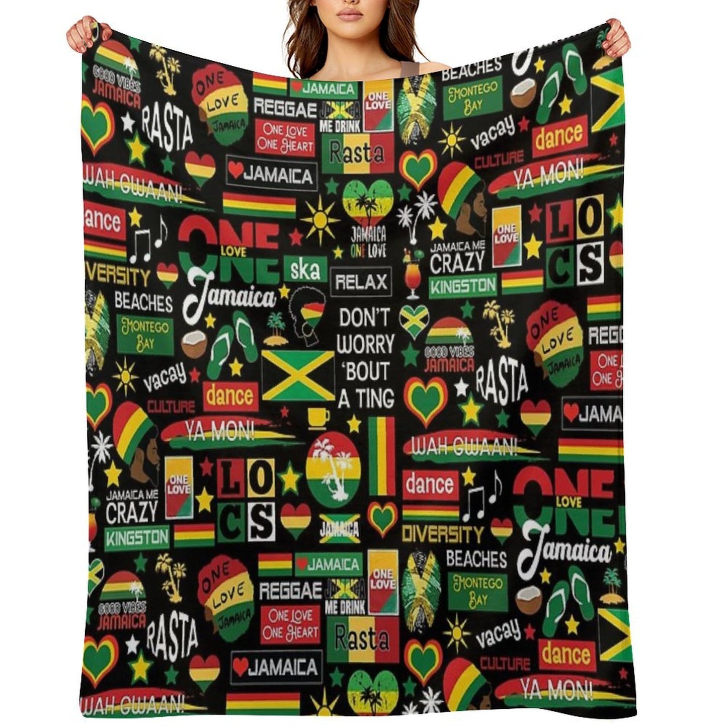 Jamaica One Love Culture Pattern Compact Throw Blanket