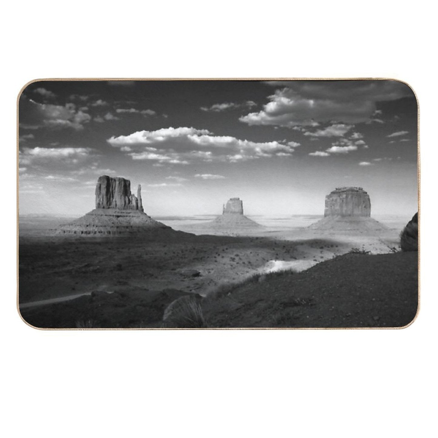 Monument Valley in Black & White Easy To Clean Bath Mat