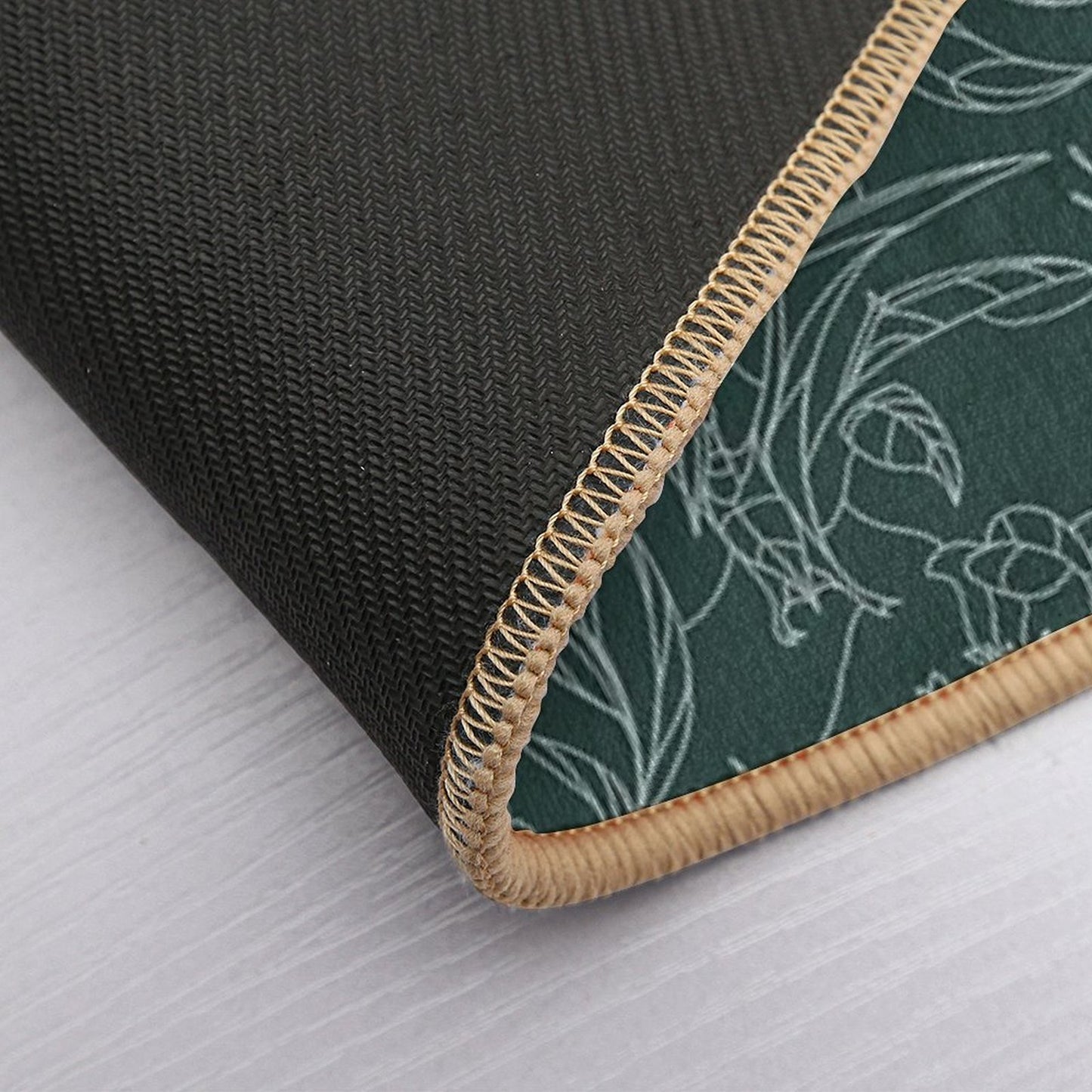 Hidden Dinosaurs - Floral Pattern - Teal And Silver Durable Bath Mat