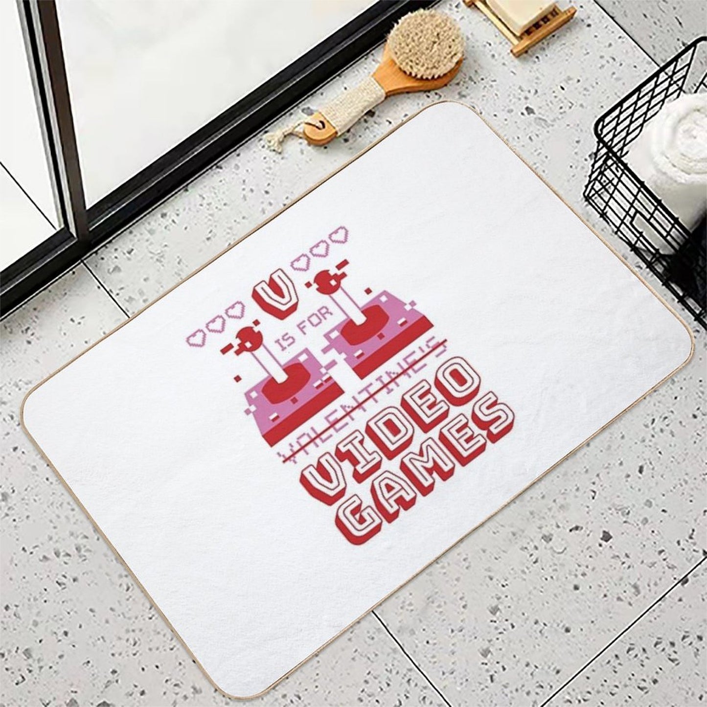 V Is For Video Games - Gaming Is My Valentine Durable Bath Mat