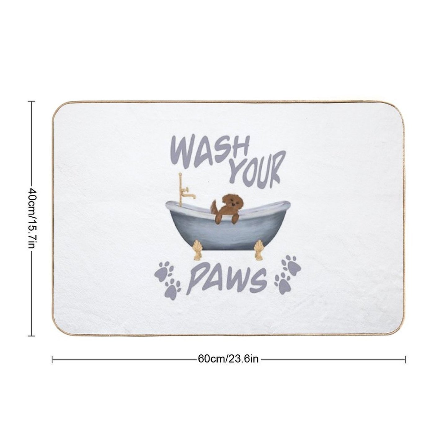 Wash Your Paws (Goldendoodle) Easy Maintenance Bath Mat