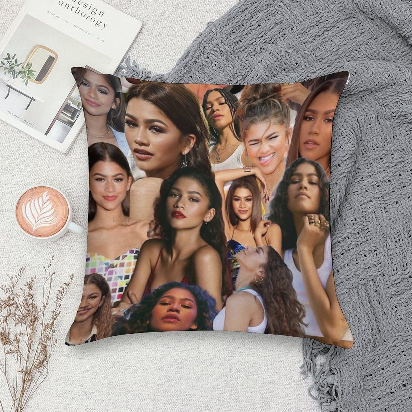 Zendaya Collage Soft Luxury Feel Throw Pillow