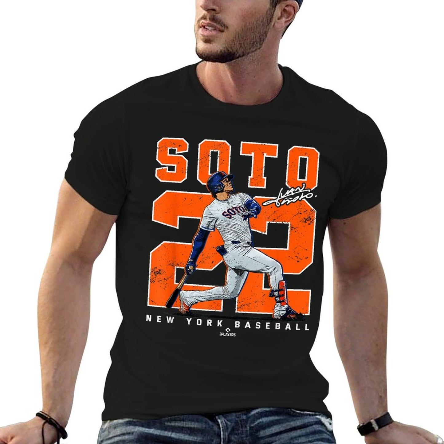Number & Portrait Juan Soto New York Baseball MLBPA Fade-proof Color T-Shirt